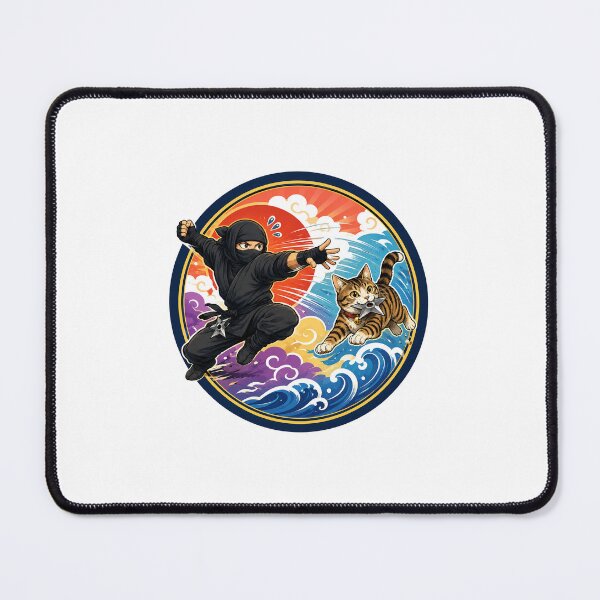 Item preview, Ninja Cat Battle | Japanese Ukiyo-e Style Sticker designed and sold by Aguri-tei.
