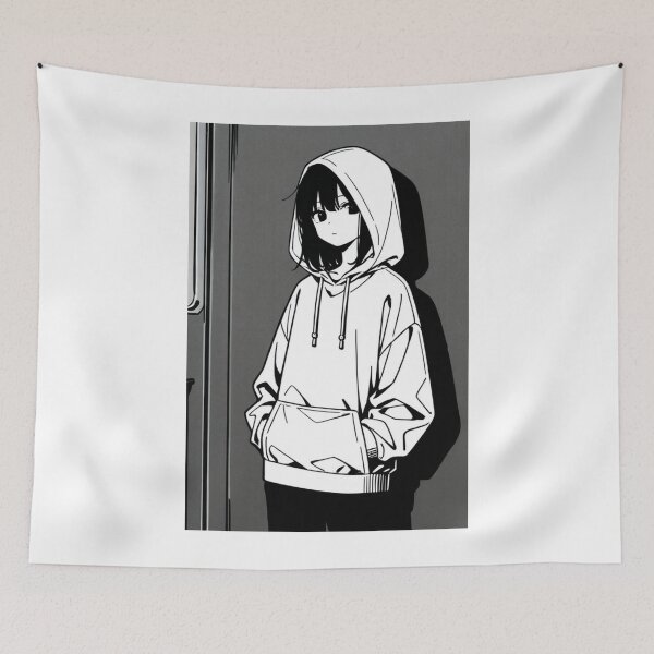 Item preview, Fashion - Man in Black Hoodie Hood Up Streetwear Anime designed and sold by AnimeShin.