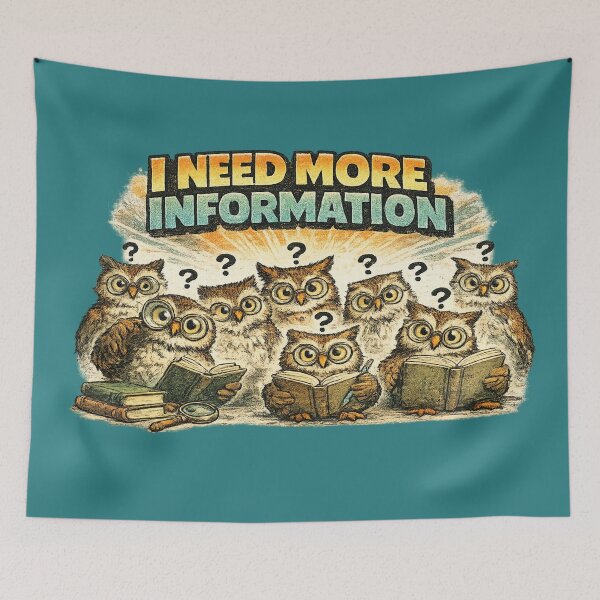 Item preview, I Need More Information Funny Owl Meme Sticker designed and sold by irfanshikh.