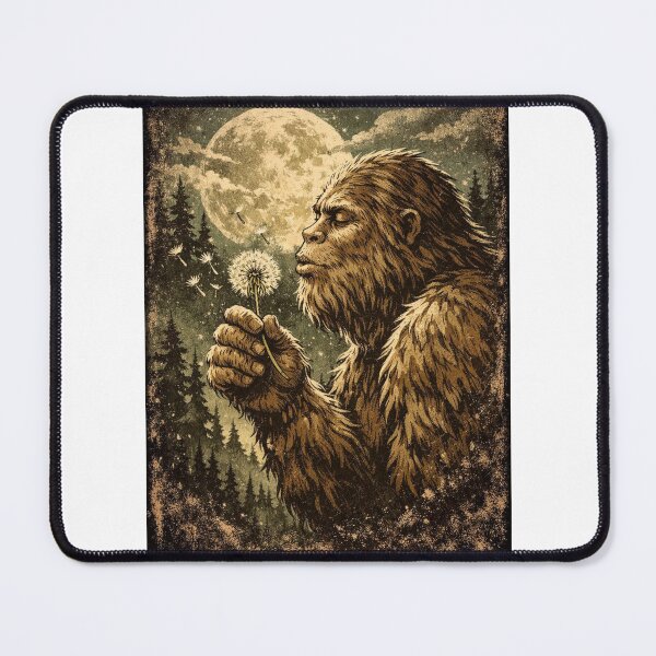 Item preview, Sasquatch Moonlight Dandelion Wish Vintage Art designed and sold by Print Loft.