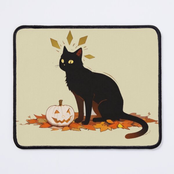 Item preview, spooky Magic Black Cat and Autumn Leaves Illustration designed and sold by BLUESKY11a.