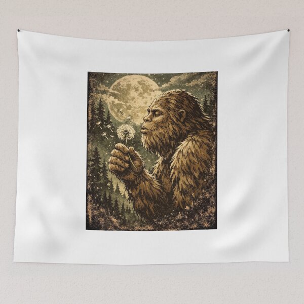 Item preview,  Sasquatch Moonlight Dandelion Wish Vintage Art designed and sold by Print Loft.