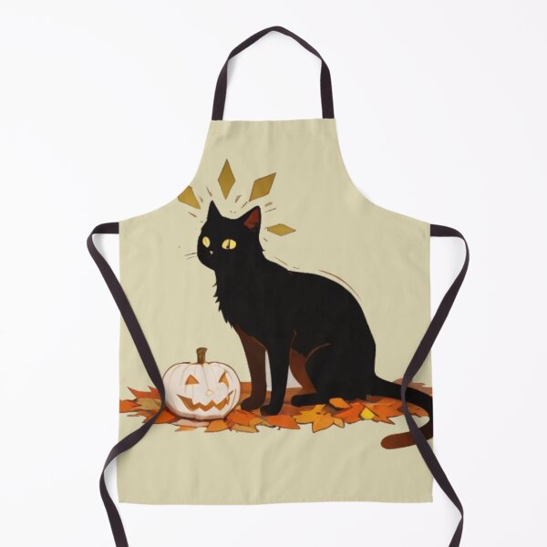 Item preview, spooky Magic Black Cat and Autumn Leaves Illustration designed and sold by BLUESKY11a.