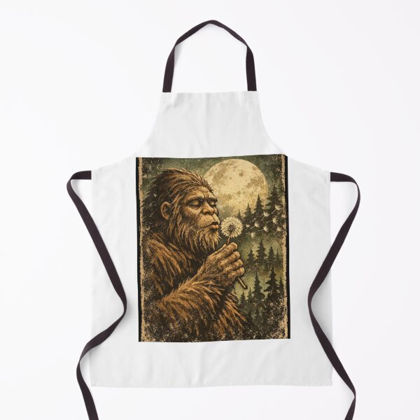 Item preview, Bigfoot Blowing Dandelion Under Full Moon Vintage Sasquatch Forest Night Nature Lover Gift designed and sold by Print Loft.