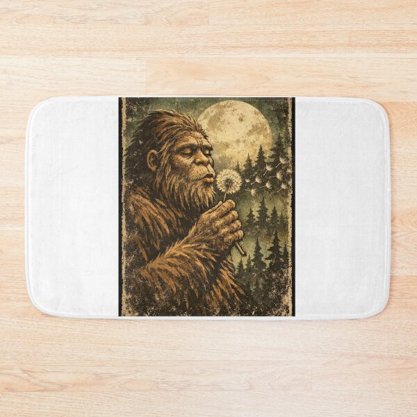 Item preview, Bigfoot Blowing Dandelion Under Full Moon Vintage Sasquatch Forest Night Nature Lover Gift designed and sold by Print Loft.