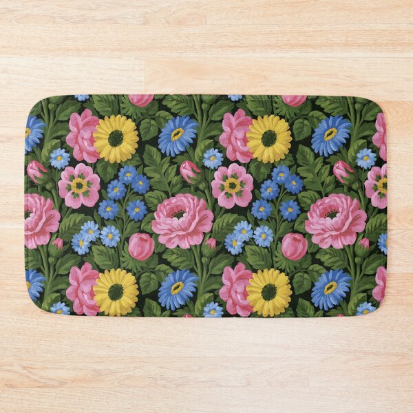 Item preview, Navy Blue Background Mixed Floral And Peony Pattern designed and sold by igraphixart.