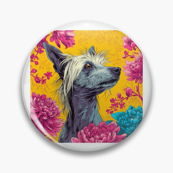 Item preview, Chinese crested puppy dog with flowers designed and sold by MendaciousMina.