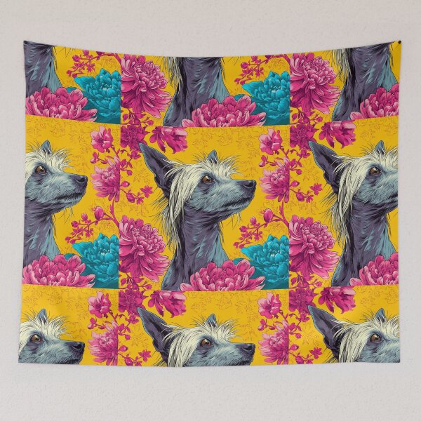 Item preview, Chinese crested puppy dog with flowers designed and sold by MendaciousMina.