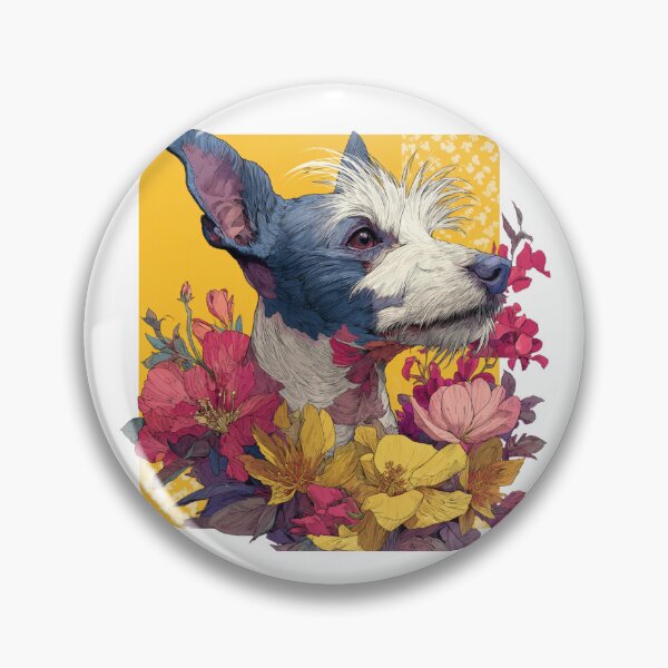 Item preview, Chinese crested puppy dog with flowers designed and sold by MendaciousMina.