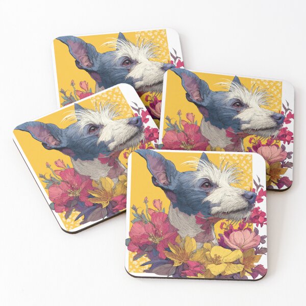 Item preview, Chinese crested puppy dog with flowers designed and sold by MendaciousMina.