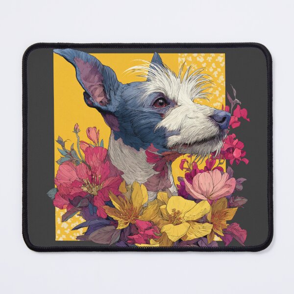 Item preview, Chinese crested puppy dog with flowers designed and sold by MendaciousMina.