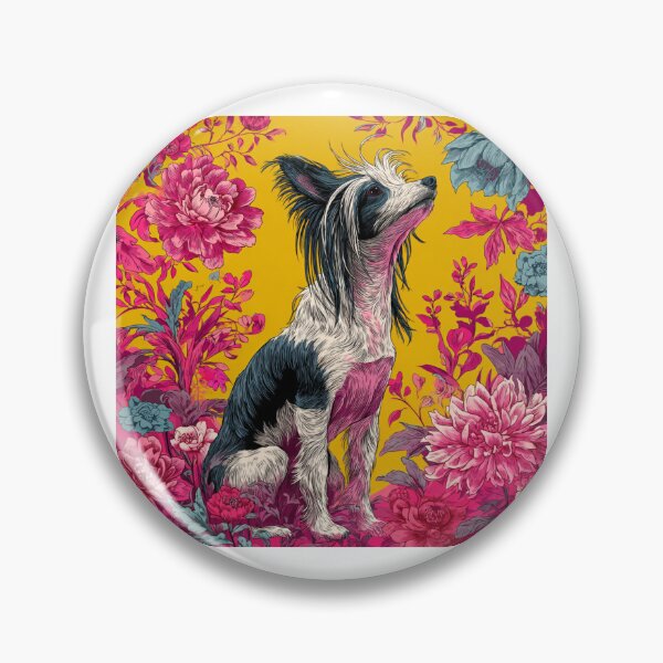 Item preview, Chinese crested puppy dog with flowers designed and sold by MendaciousMina.
