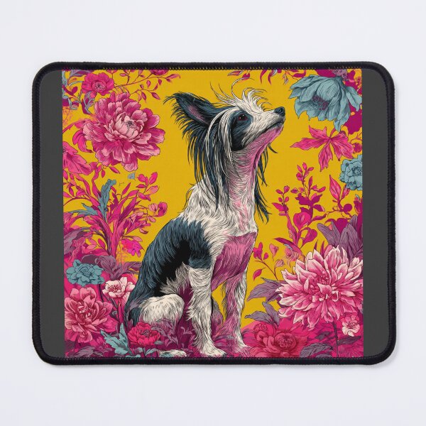 Item preview, Chinese crested puppy dog with flowers designed and sold by MendaciousMina.