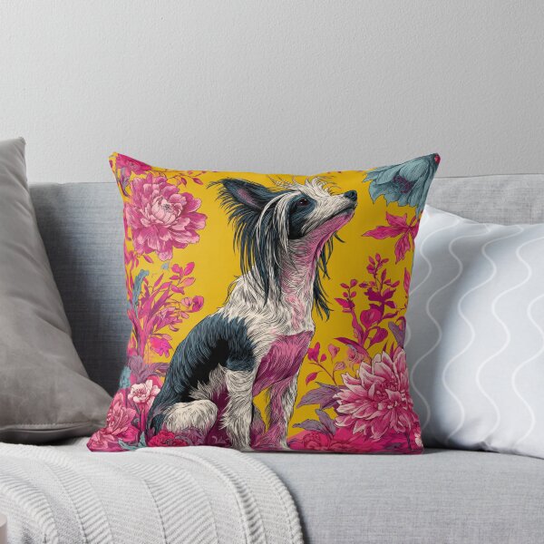 Item preview, Chinese crested puppy dog with flowers designed and sold by MendaciousMina.
