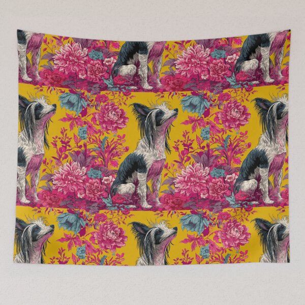 Item preview, Chinese crested puppy dog with flowers designed and sold by MendaciousMina.