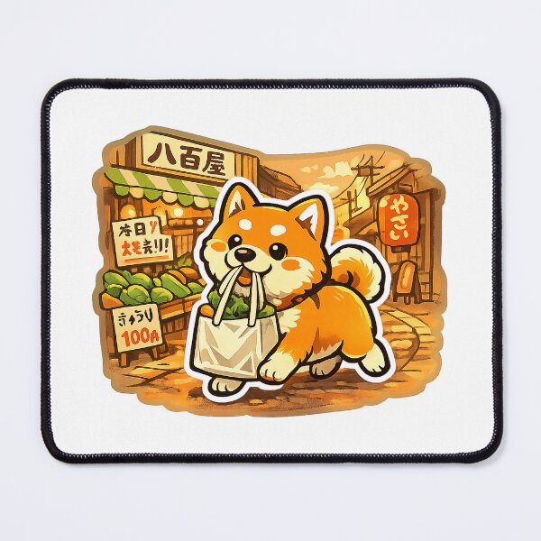 Item preview, Retro Shiba Inu Shopping in a Japanese Nostalgic Street Sticker | Showa Era Japan Aesthetic designed and sold by kawaii animal store (in Japan).