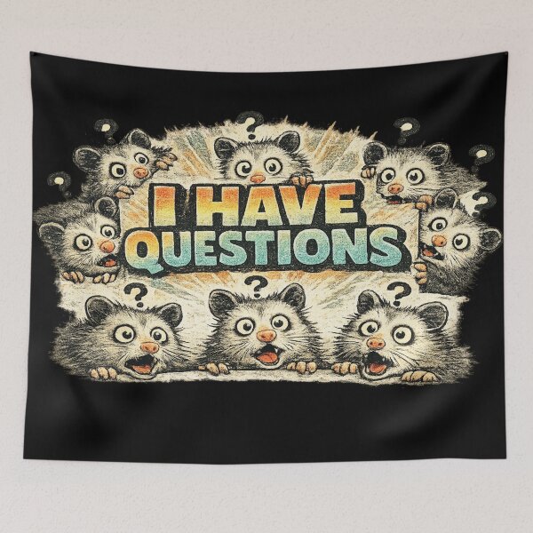 Item preview, I Have Questions Funny Confused Possum Meme Sticker designed and sold by irfanshikh.