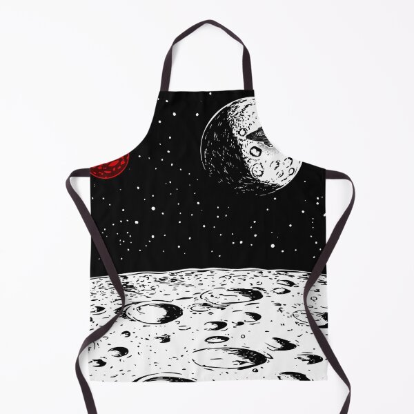 Item preview, UFO flying over moon surface with red planet space art  designed and sold by FahdSpaceArt.