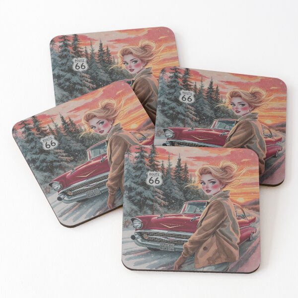 Item preview, Nova Turn — Route 66 Vintage Winter Drive Poster designed and sold by ROYFOREVER by Yasemin .
