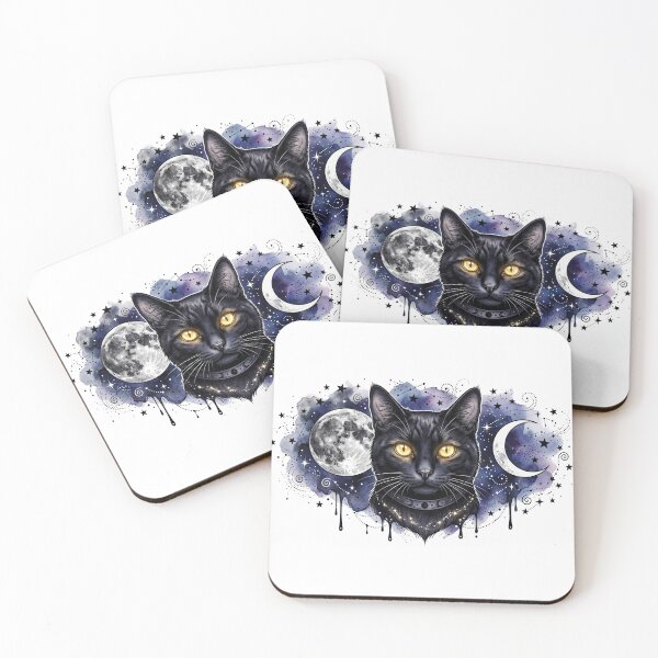 Item preview, Cosmic Witchy Black Cat with Golden Eyes designed and sold by Spiritualwall.