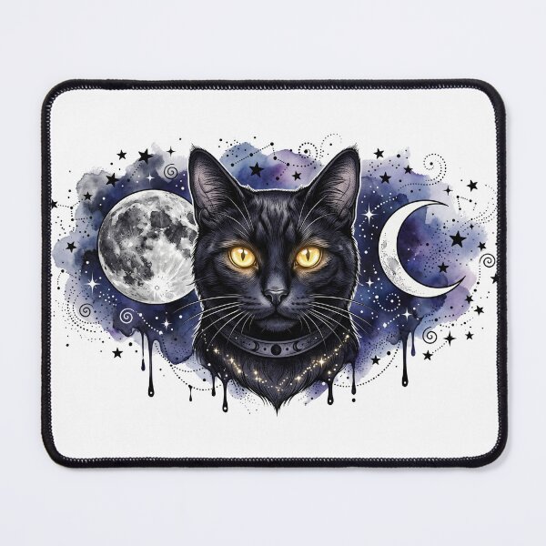 Item preview, Cosmic Witchy Black Cat with Golden Eyes designed and sold by Spiritualwall.