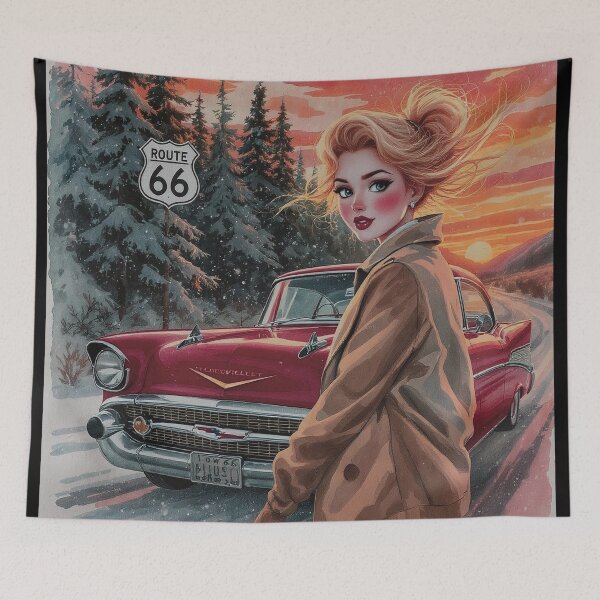 Item preview, Nova Turn — Route 66 Vintage Winter Drive Poster designed and sold by ROYFOREVER by Yasemin .