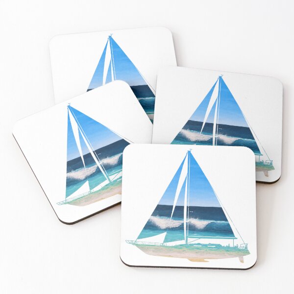 Item preview, beach painting on sailboat silhouette designed and sold by Seyahshop.