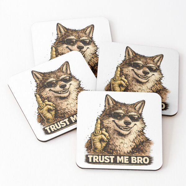 Item preview, Trust Me Bro Funny Crypto Wolf Meme designed and sold by DryHumorPrints.
