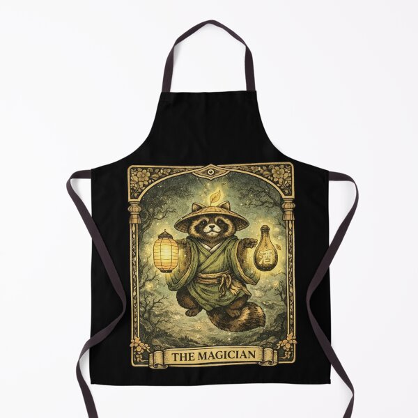 Item preview, The Magician Tarot Card Tanuki Yokai Raccoon Japanese Art designed and sold by YokaiInk.