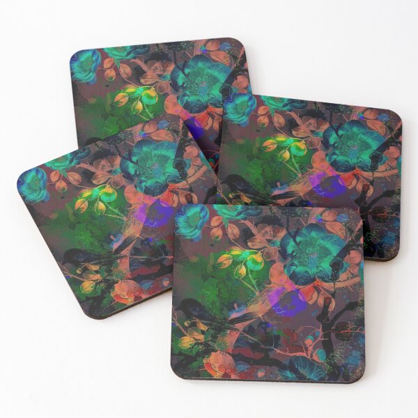 Item preview, Neon Botanical Dreamscape – Dark Glowing Floral Abstract Art designed and sold by BatNature.