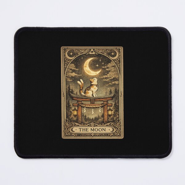 Item preview, The Moon Tarot Card Nekomata Cat Yokai Japanese Occult Art designed and sold by YokaiInk.