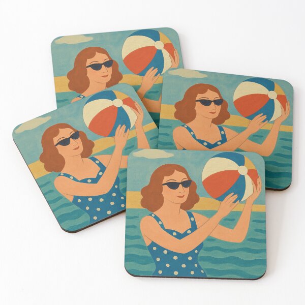 Item preview, Vintage Swimmer with Beach Ball designed and sold by tonymagnerart.