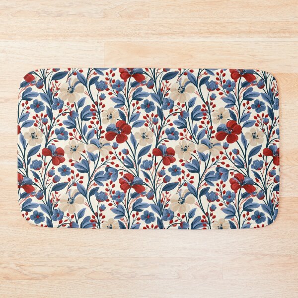 Item preview, Bold Red And Navy Blue Vintage Botanical Pattern designed and sold by igraphixart.