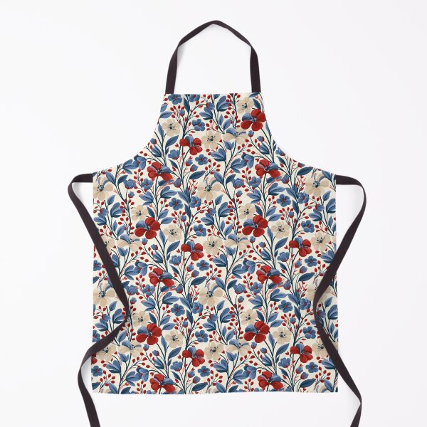 Item preview, Bold Red And Navy Blue Vintage Botanical Pattern designed and sold by igraphixart.
