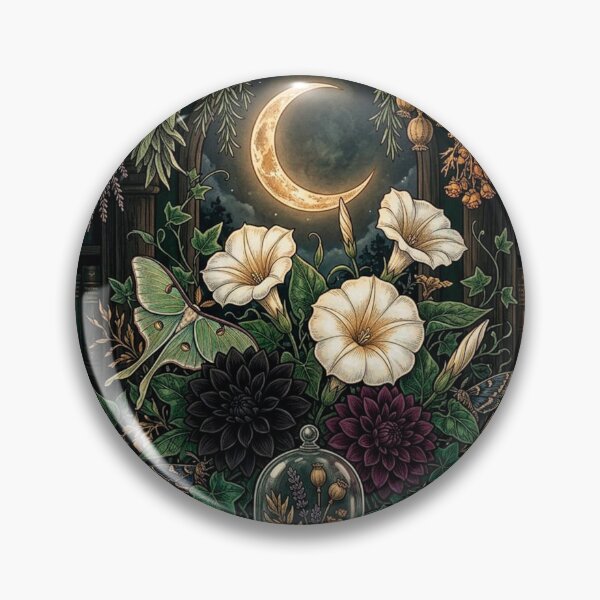 Item preview,  Botanica Nocturna – Moonflowers, Black Dahlias & Dried Herbs Gothic Botanical Art Print designed and sold by Breezy Studio.
