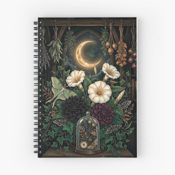 Item preview,  Botanica Nocturna – Moonflowers, Black Dahlias & Dried Herbs Gothic Botanical Art Print designed and sold by Breezy Studio.