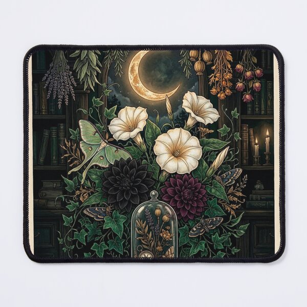 Item preview,  Botanica Nocturna – Moonflowers, Black Dahlias & Dried Herbs Gothic Botanical Art Print designed and sold by Breezy Studio.