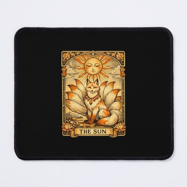 Item preview, The Sun Tarot Card Kitsune Nine Tailed Fox Japanese Occult designed and sold by YokaiInk.