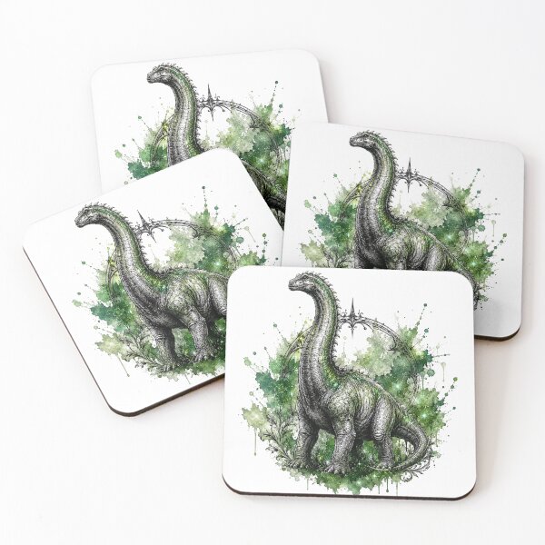 Item preview, Mystic Brachiosaurus – Gothic Tattoo Watercolor Dinosaur Illustration designed and sold by MolinezjArt.