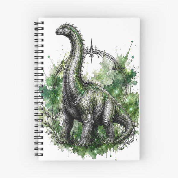 Item preview, Mystic Brachiosaurus – Gothic Tattoo Watercolor Dinosaur Illustration designed and sold by MolinezjArt.