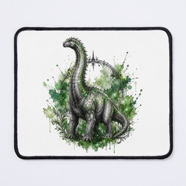 Item preview, Mystic Brachiosaurus – Gothic Tattoo Watercolor Dinosaur Illustration designed and sold by MolinezjArt.