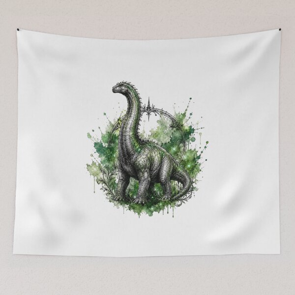 Item preview, Mystic Brachiosaurus – Gothic Tattoo Watercolor Dinosaur Illustration designed and sold by MolinezjArt.