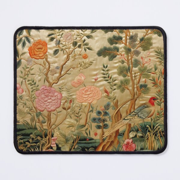Item preview, Antique Chinese Silk Floral Birds Carpet designed and sold by GrinGalore.