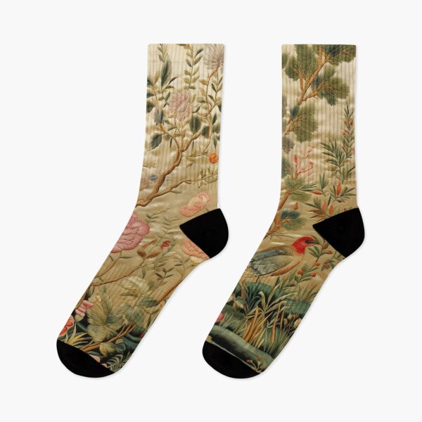 Item preview, Antique Chinese Silk Floral Birds Carpet designed and sold by GrinGalore.