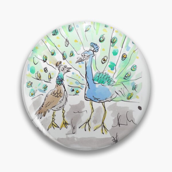 Item preview, A handsome peacock and peahen. designed and sold by Inky Fingers Illustrations.