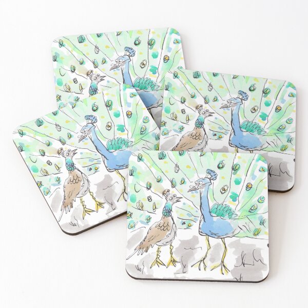 Item preview, A handsome peacock and peahen. designed and sold by Inky Fingers Illustrations.