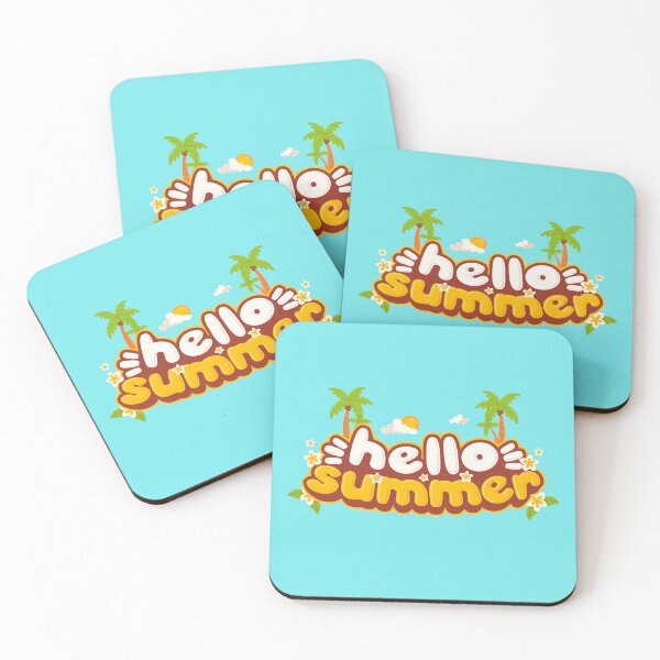 Item preview, Hello Summer Cute Retro Tropical Palms Plumeria Flower Beach designed and sold by SolutionsArt.