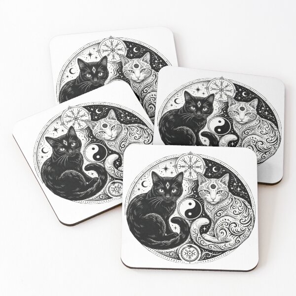 Item preview, Cosmic Cats Yin Yang and Nordic Vegvisir designed and sold by Spiritualwall.