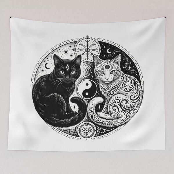 Item preview, Cosmic Cats Yin Yang and Nordic Vegvisir designed and sold by Spiritualwall.