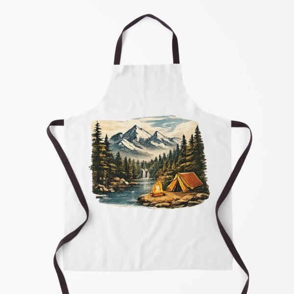 Item preview, Camping in the Mountains – Adventure Wilderness Landscape Nature Art-Mountain Camping Adventure – Wilderness Landscape with Tent, River & Waterfall designed and sold by vansaidshop ⭐⭐⭐⭐⭐.